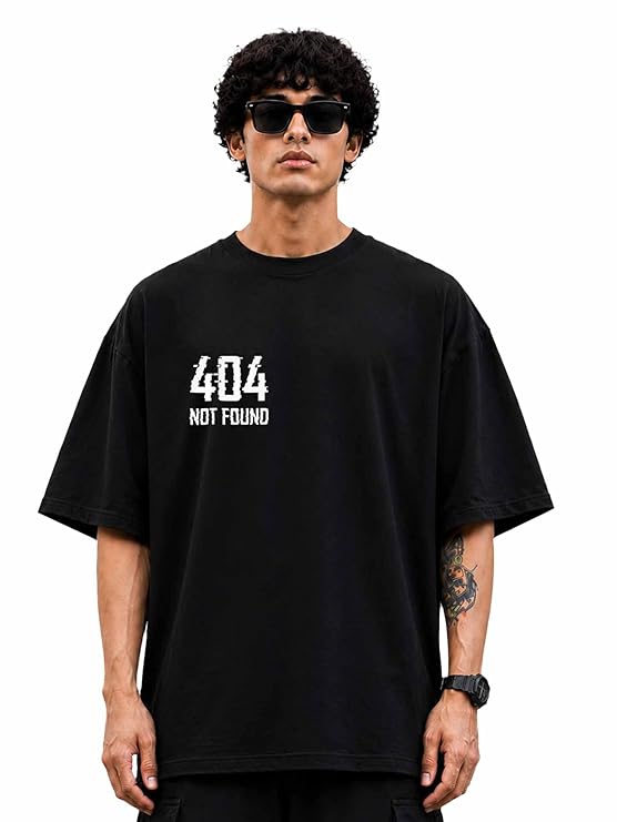 404 Not Found Black Oversized T-Shirt