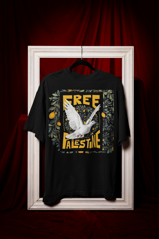 “Free Palestine” Peace Dove Tee – Hope & Humanity Edition (Black)